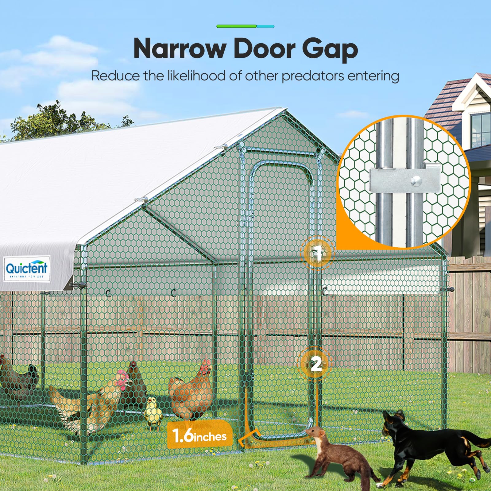 Quictent 12'x9'x6.6' Chicken Coop with Roosting Perch