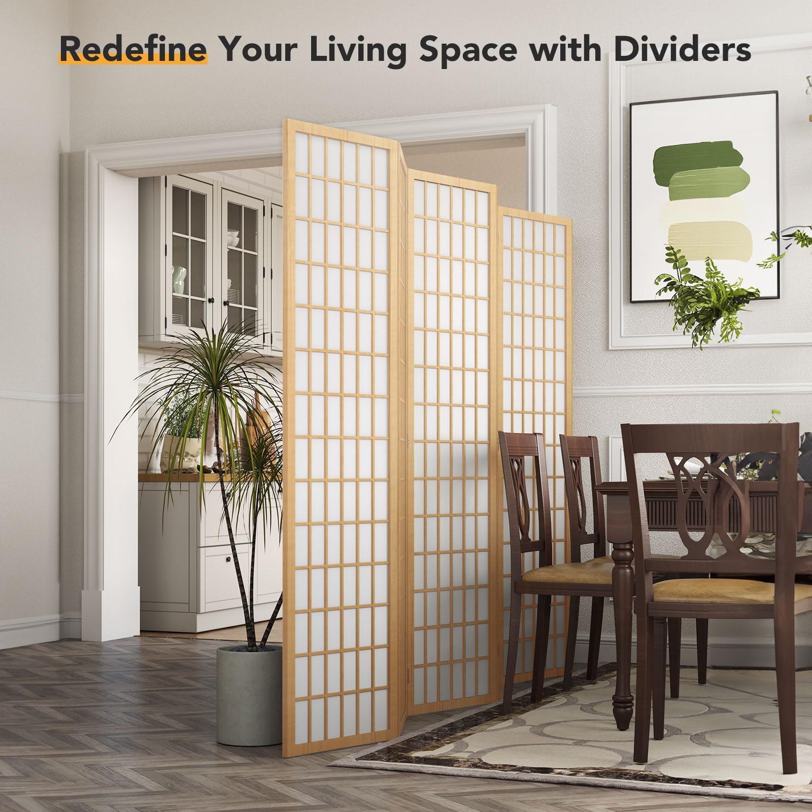 JOSTYLE 5.9ft Japanese Shoji Screen - Natural (4-Panel)