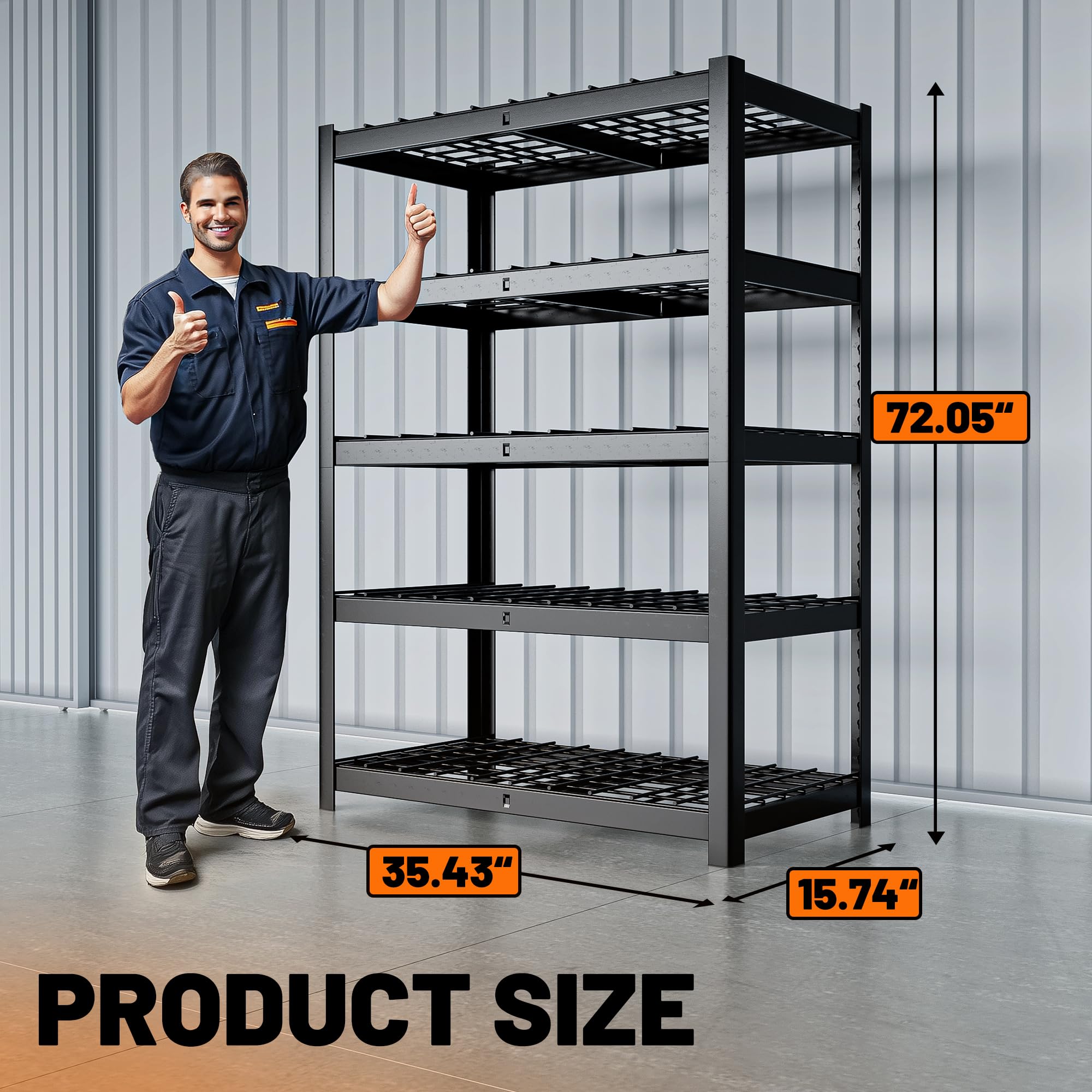 MAXLEAD 72" 3000LBS 5-Tier Metal Shelving Unit