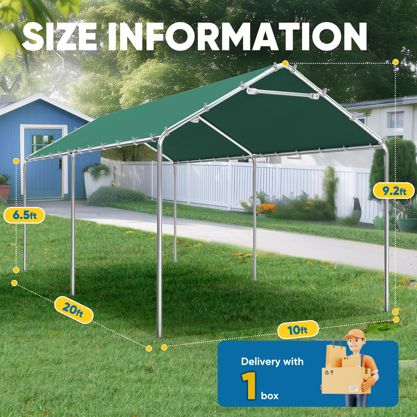 Quictent 10'x20' No-Sidewall Carport Canopy - Green