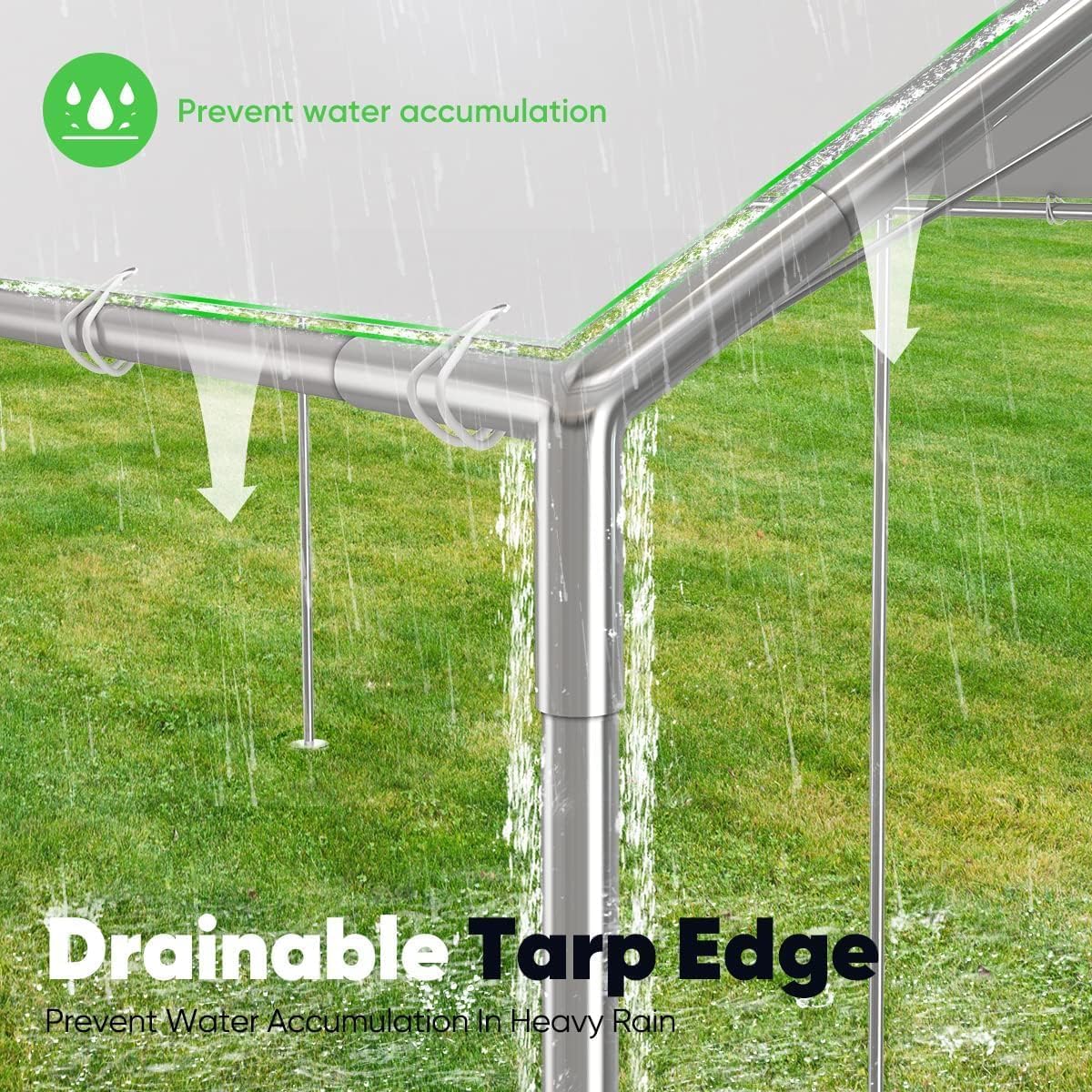 Quictent 10'x20' Galvanized Carport with Steel Cables - White