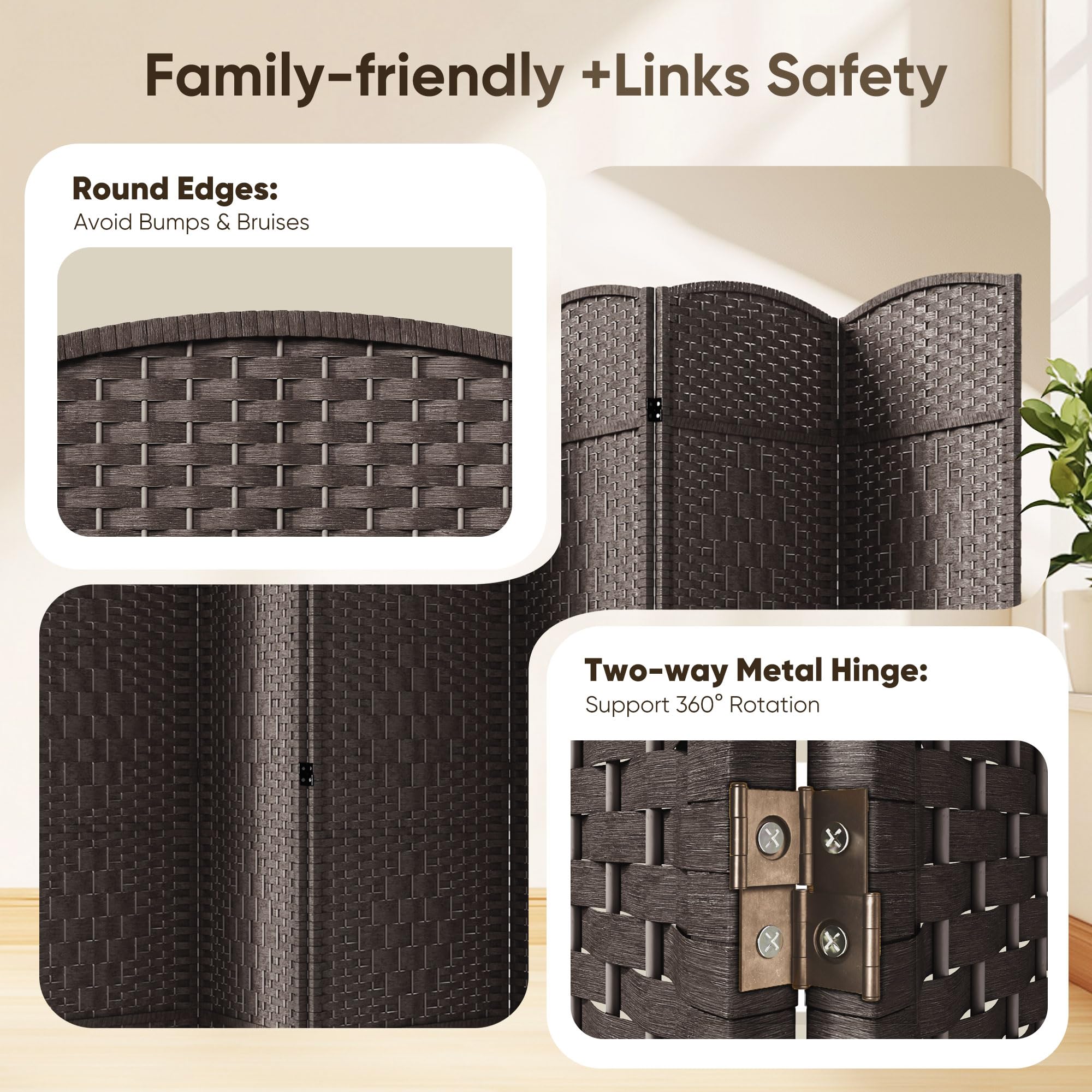 JOSTYLE Extra Wide Privacy Screen - Espresso (8-Panel)