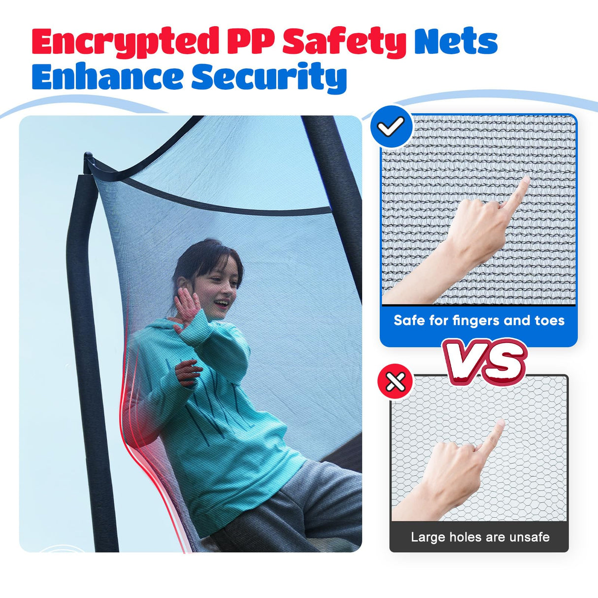 ORCC Kids Trampoline Net for 10-16FT Trampoline
