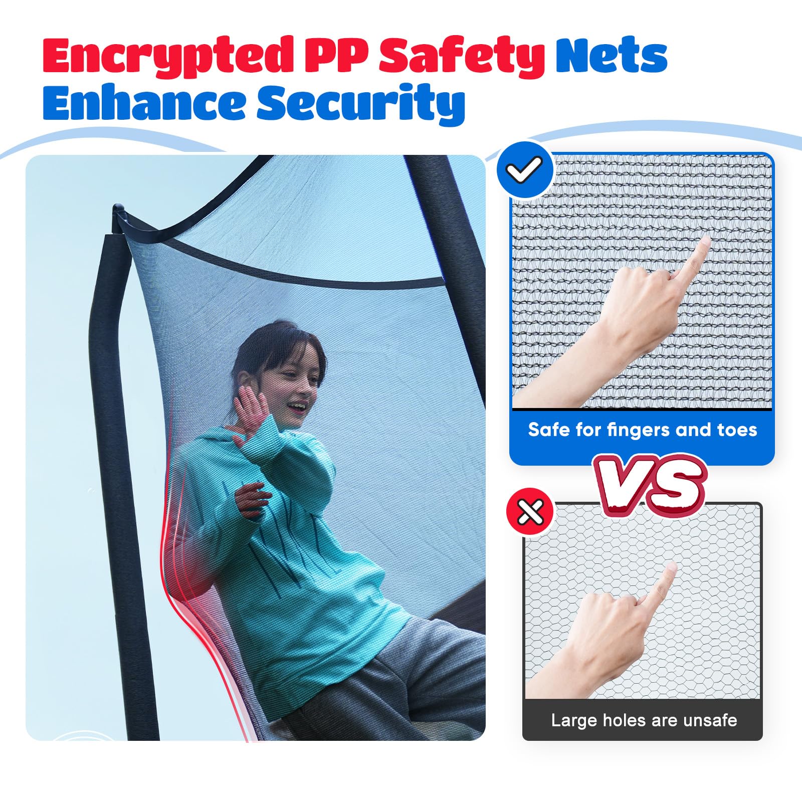 ORCC Kids Trampoline Net for 10-16FT Trampoline