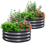 KING BIRD 24"x24"x12" Round Planter Box (2-Pack) - Dark Grey