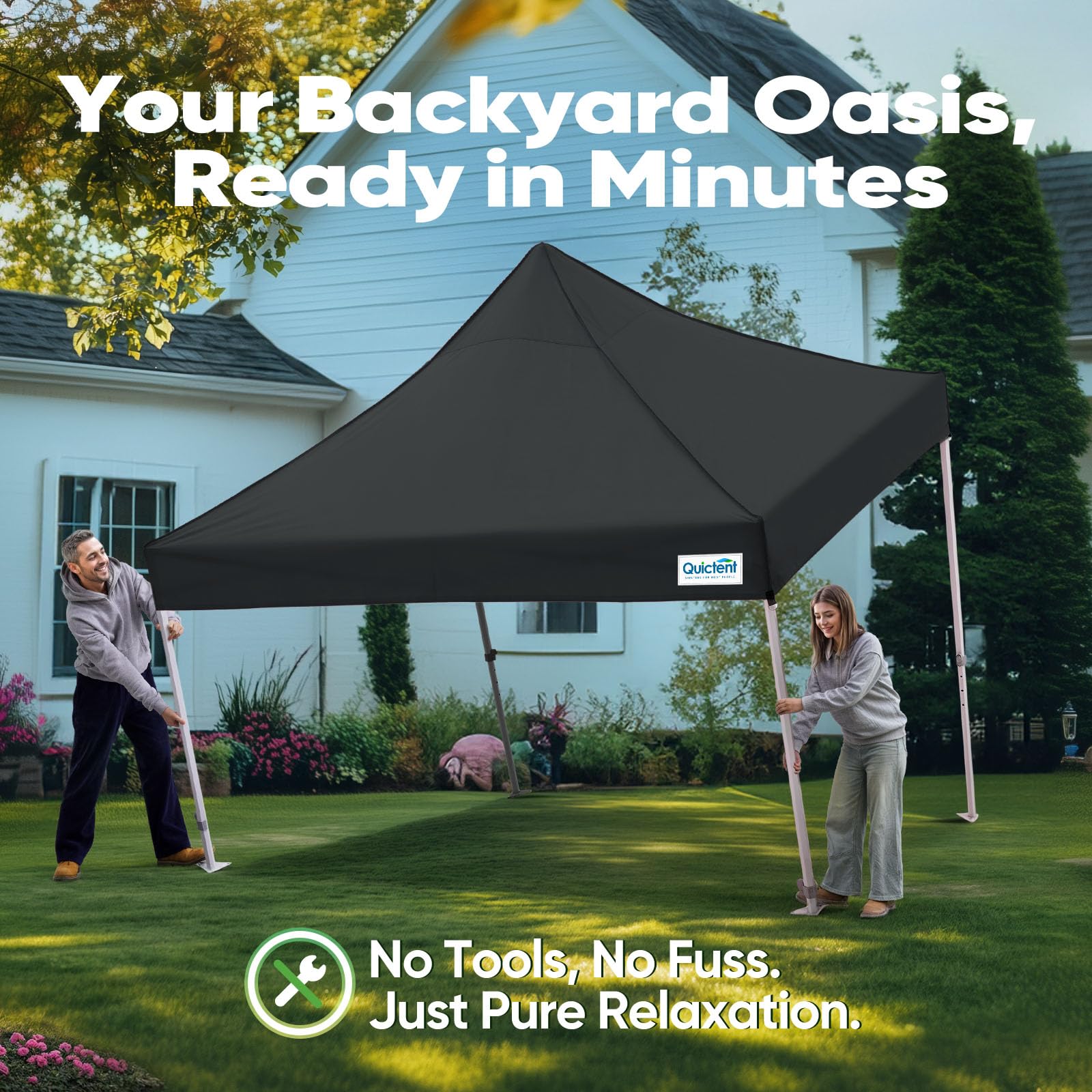 Quictent 10'x10' Heavy Duty Pop Up Canopy with Sidewalls - Black