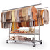 HOKEEPER Adjustable Rolling Garment Rack - Double Rod with Basket
