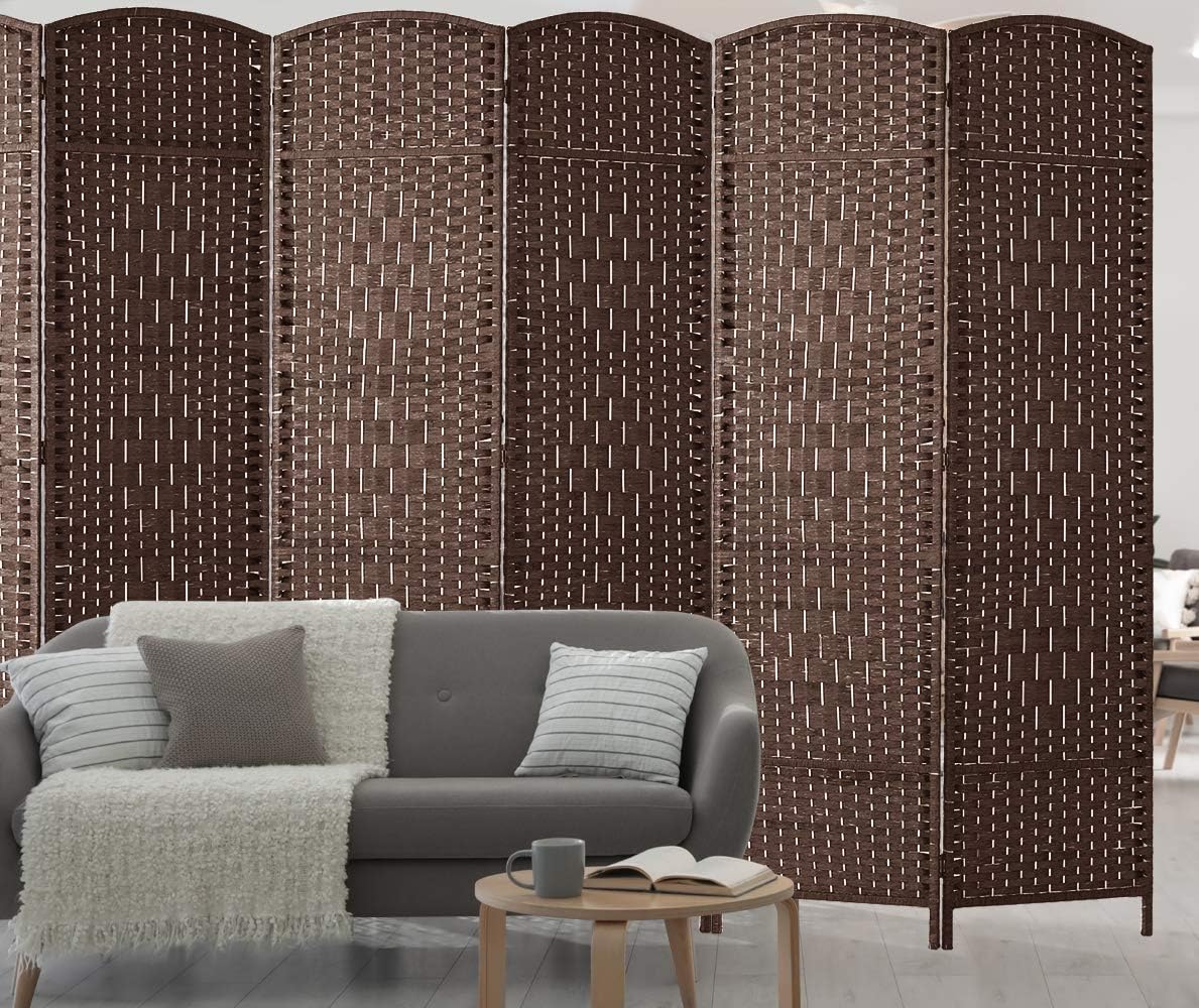 Corelax 6ft Diamond Woven Room Divider (6-Panel) - Brown