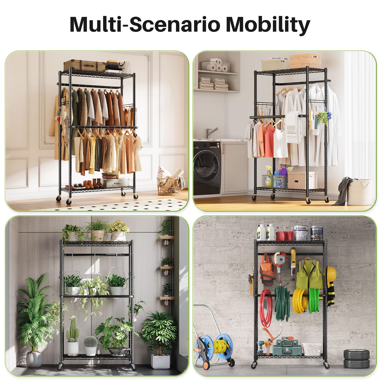 HOKEEPER 400LBS Freestanding Garment Rack with Hooks