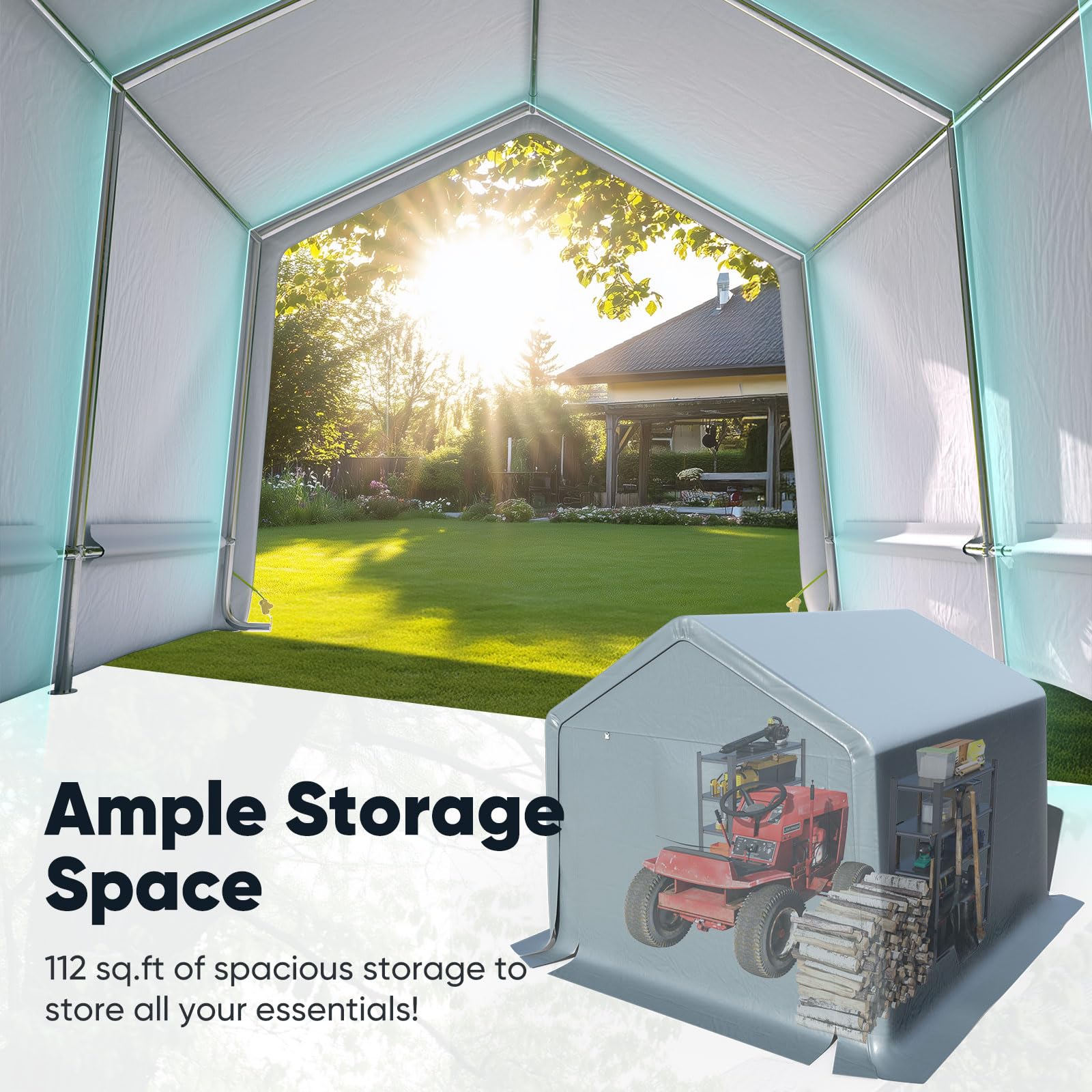 Quictent 10'x10' Portable Carport Shelter with Roll-Up Mesh Windows - Dark Gray