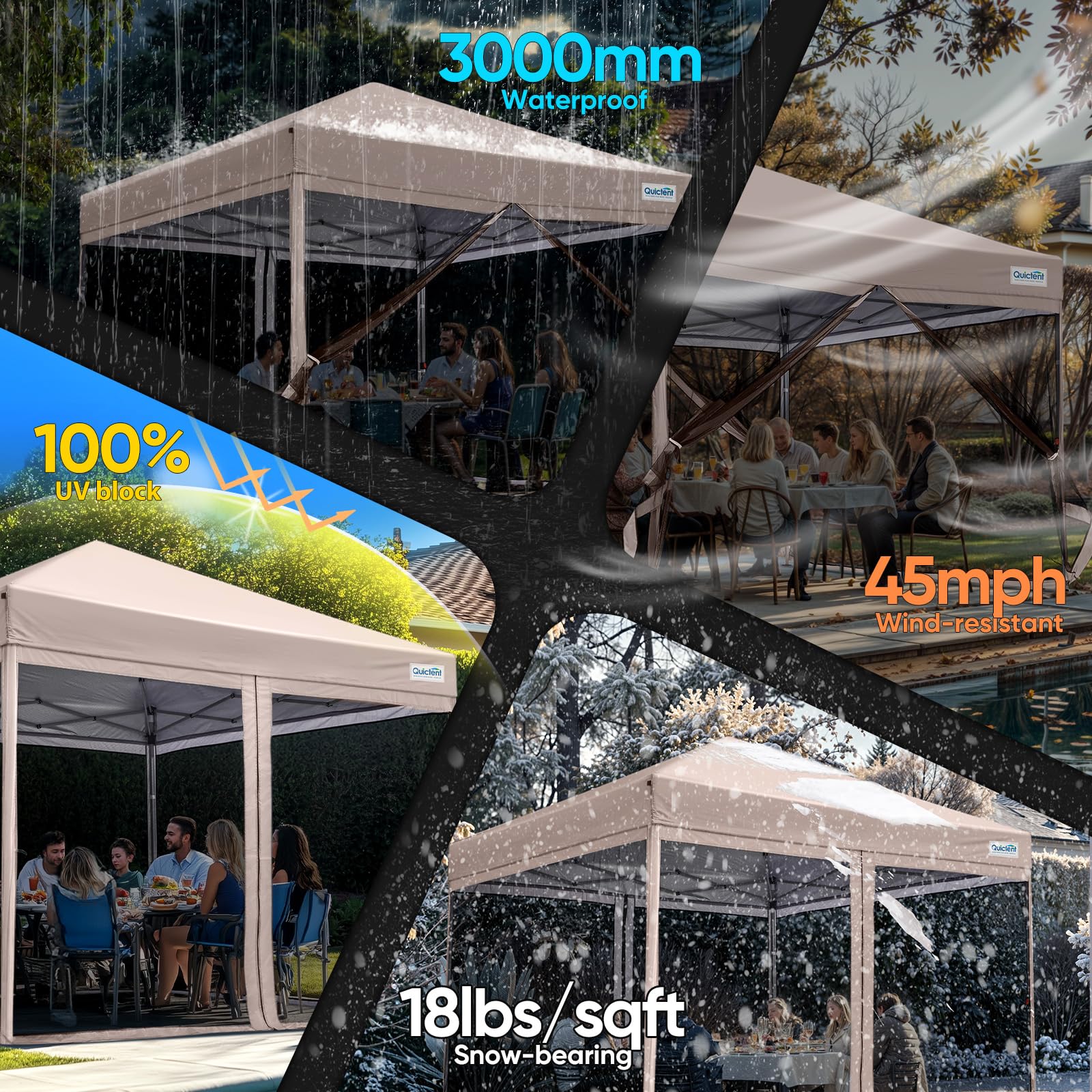Quictent 6.6'x6.6' Pop-up Screened Canopy Tent