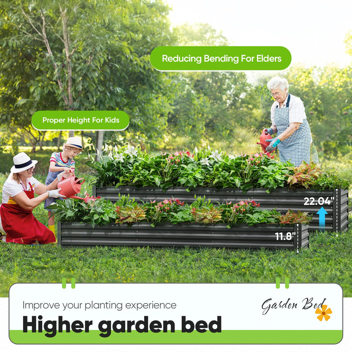 Quictent 8'x4'x2' Galvanized Raised Garden Bed with Cover - Green