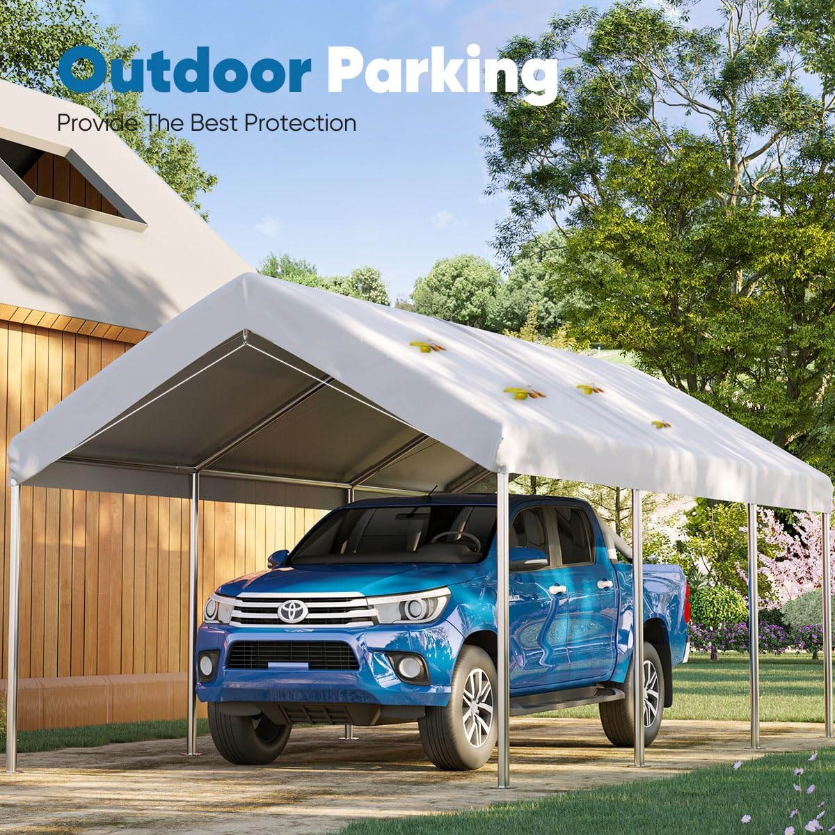 Quictent 10'x20' Carport Replacement Cover with Edge - White