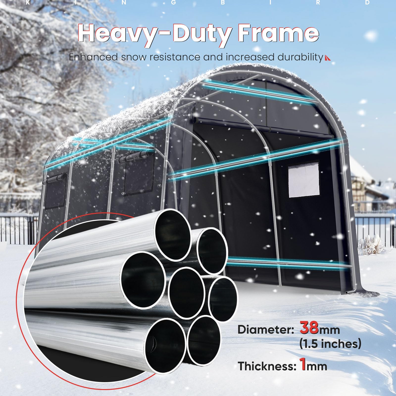 KING BIRD 10'x15' Round Ventilated Carport Tent