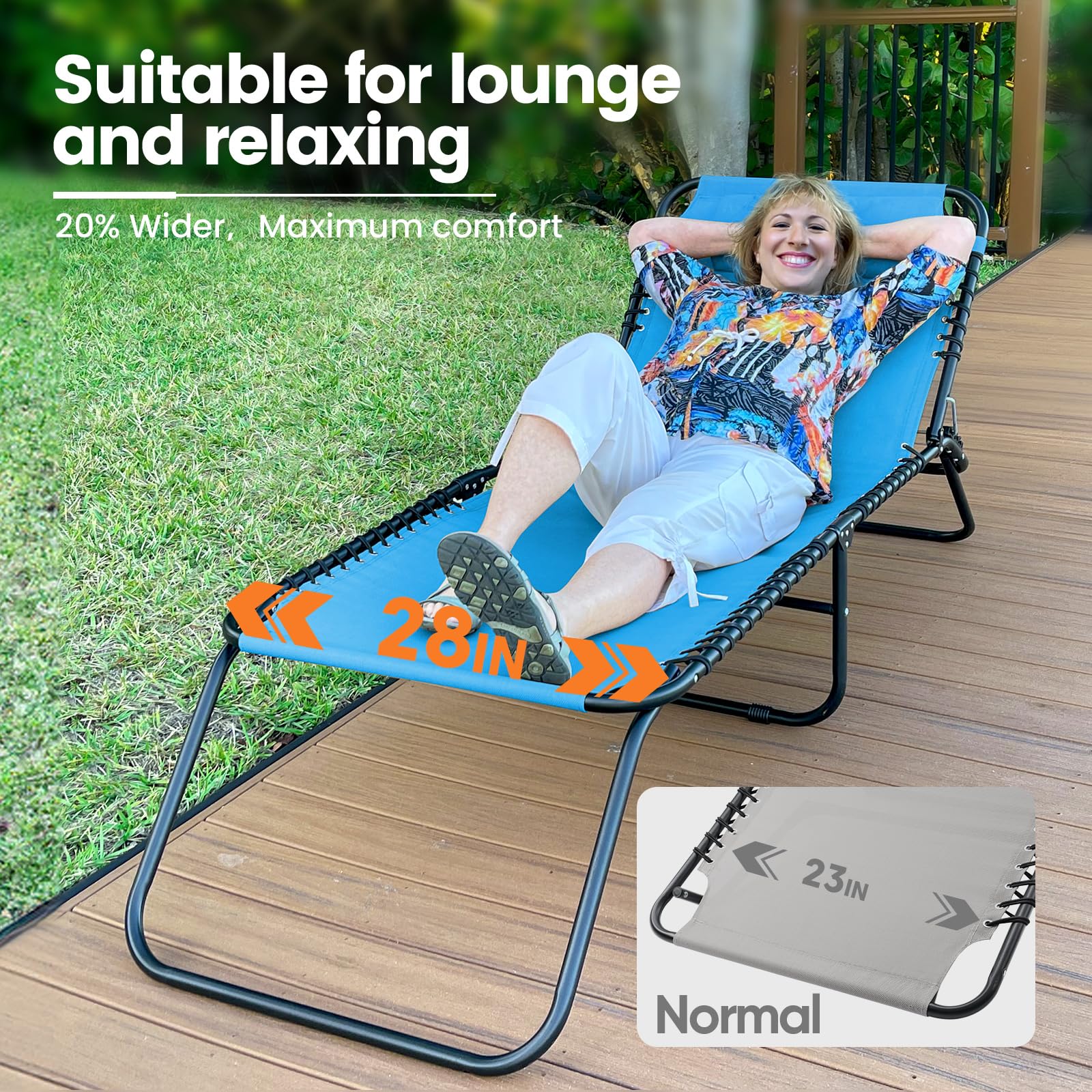 KING BIRD XL 5-Position Adjustable Chaise Lounge Chair - Blue