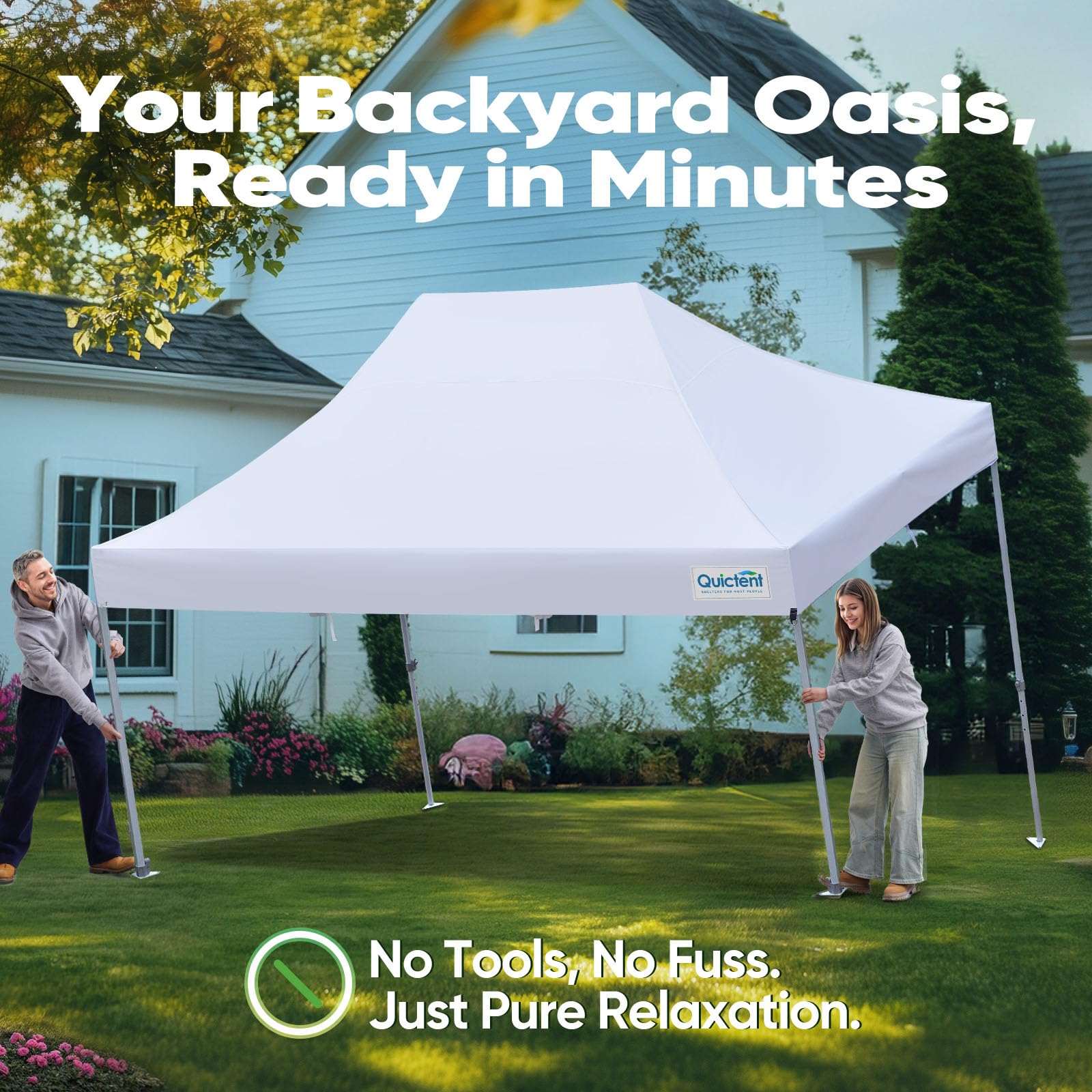 Quictent 10'x15' Heavy Duty Pop Up Canopy with Sidewalls - White