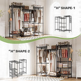 Multiple configurations are shown, including "H-shape" and "corner design," maximizing storage efficiency for different room layouts.