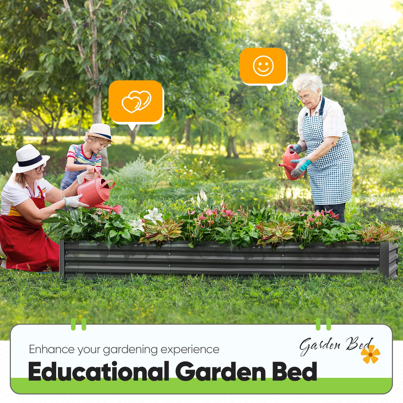 Quictent 8'x4'x1' Galvanized Raised Garden Bed with Cover - Green