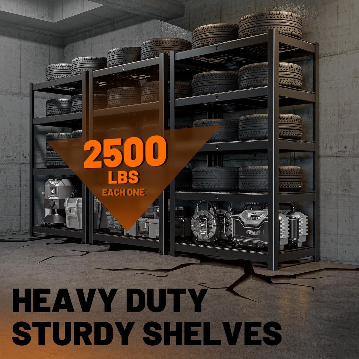MAXLEAD 72" 2500LBS Heavy Duty Shelving Unit - Black