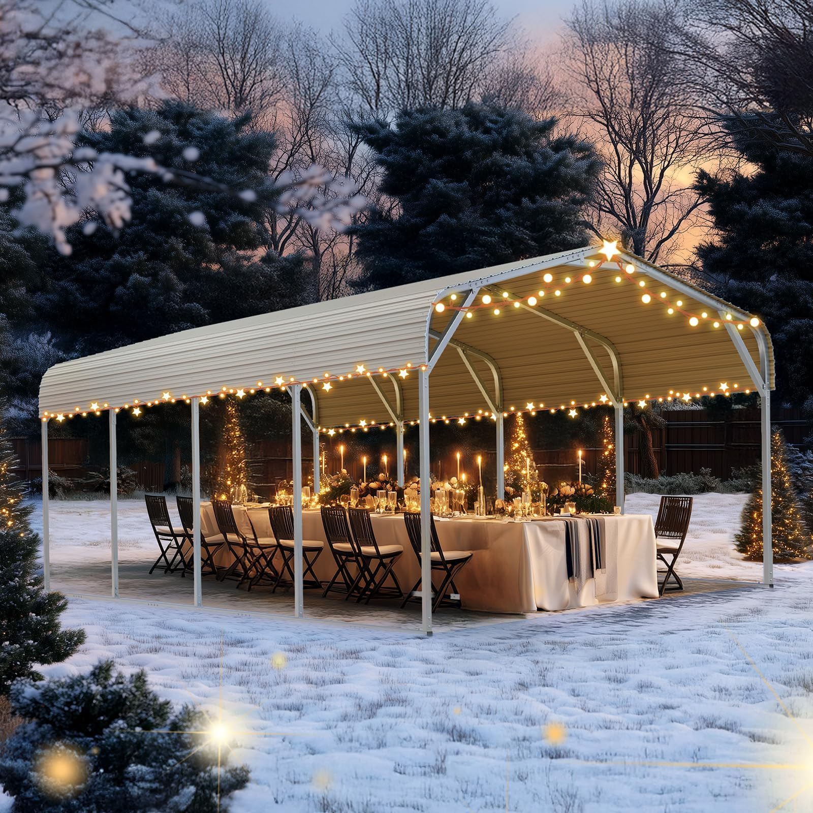 Quictent 12'x20' Metal Roof Carport - White