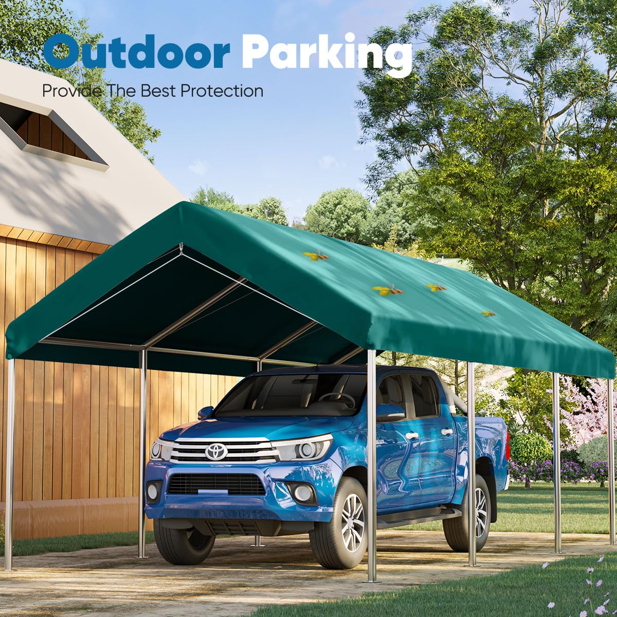 Quictent 10'x20' Carport Replacement Cover with Edge - Green