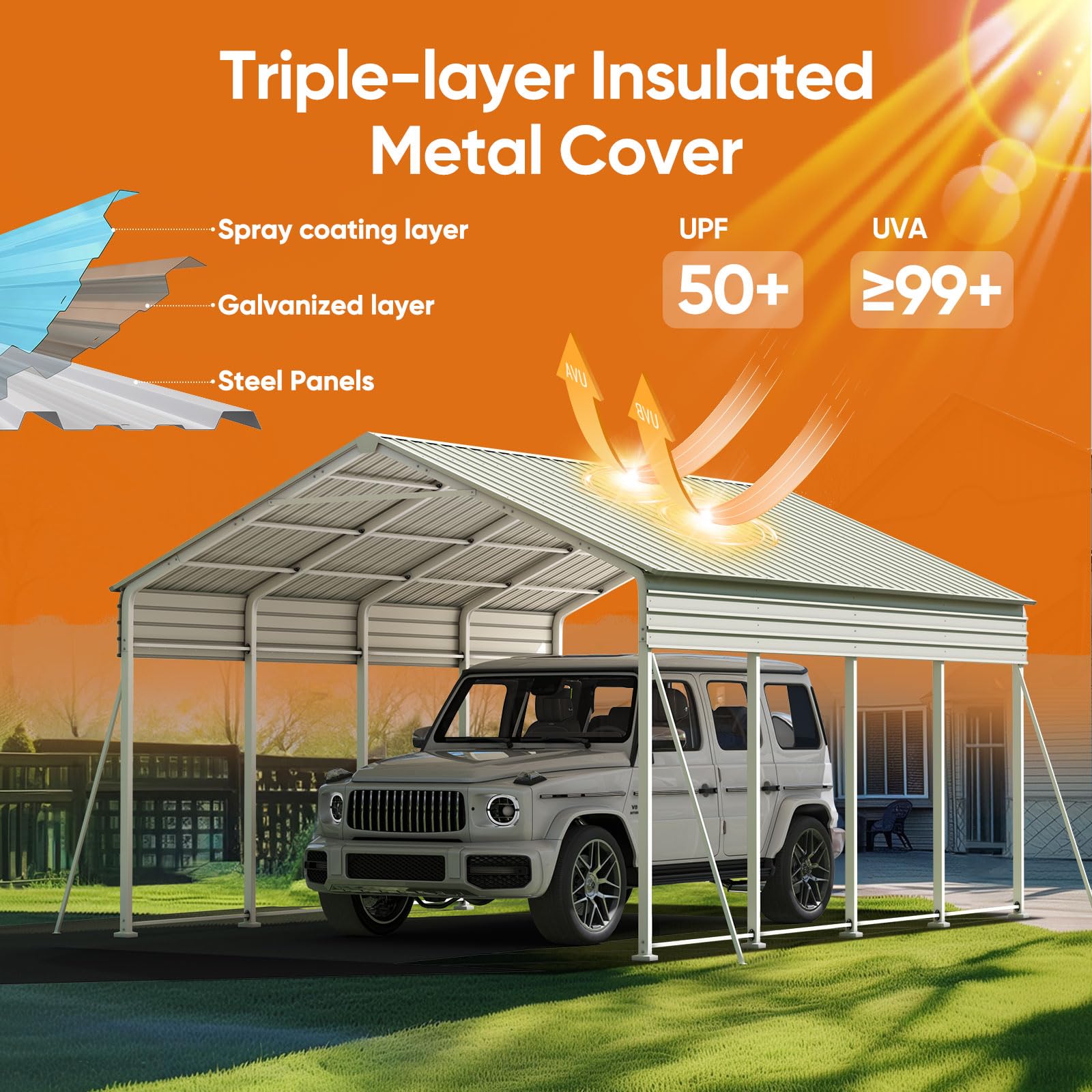 Quictent 12'x21' Vertical Roof Metal Carport