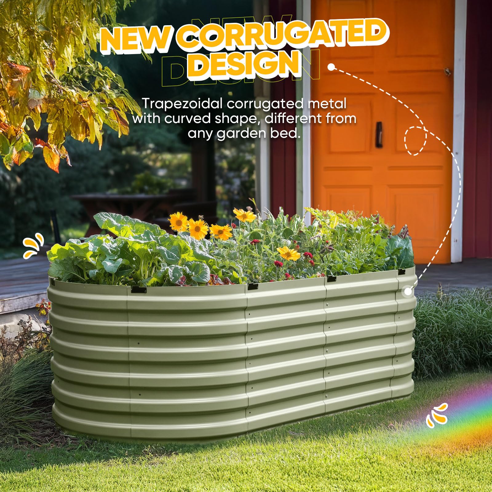 KING BIRD 74"x36"x23" Quick-Setup Garden Bed - Olive Green