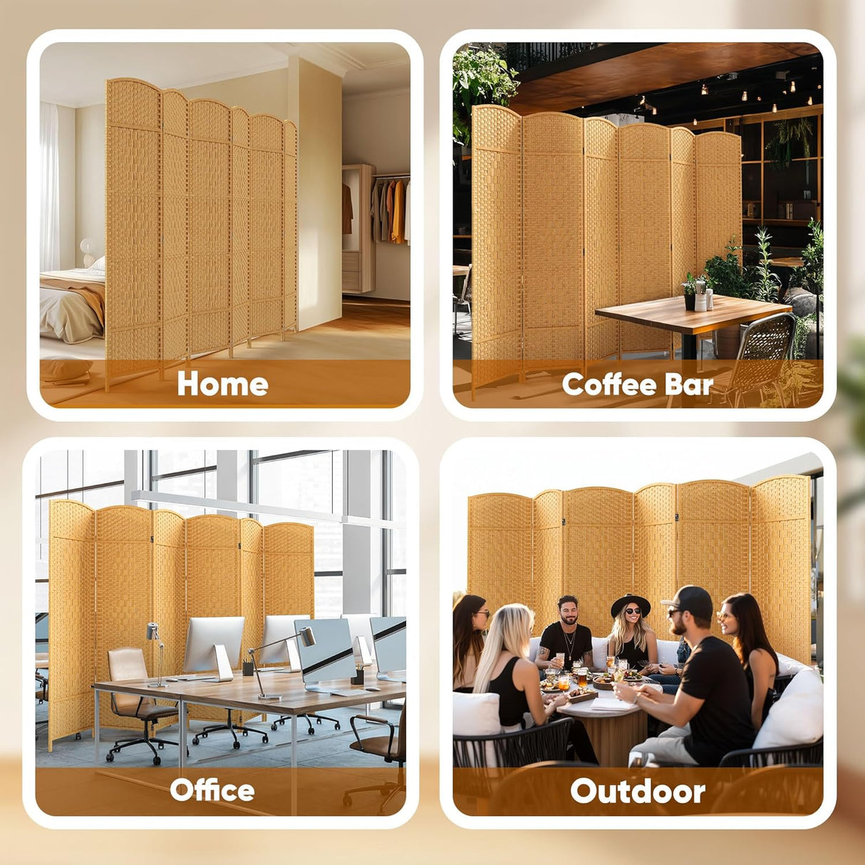 JOSTYLE  6FT Tall Wooden Privacy Room Divider (6-Panel)