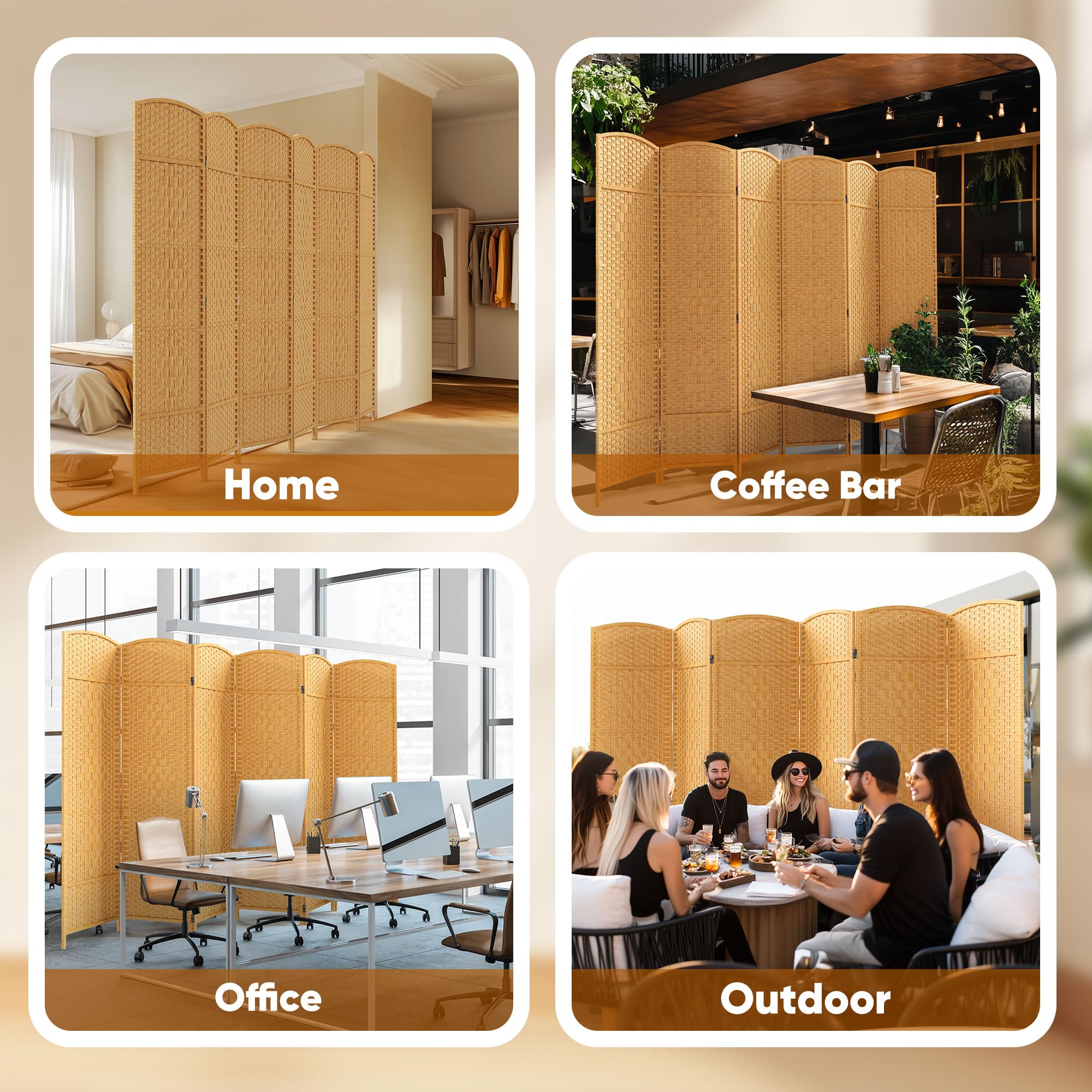 JOSTYLE 6ft Freestanding Room Divider (6-Panel)