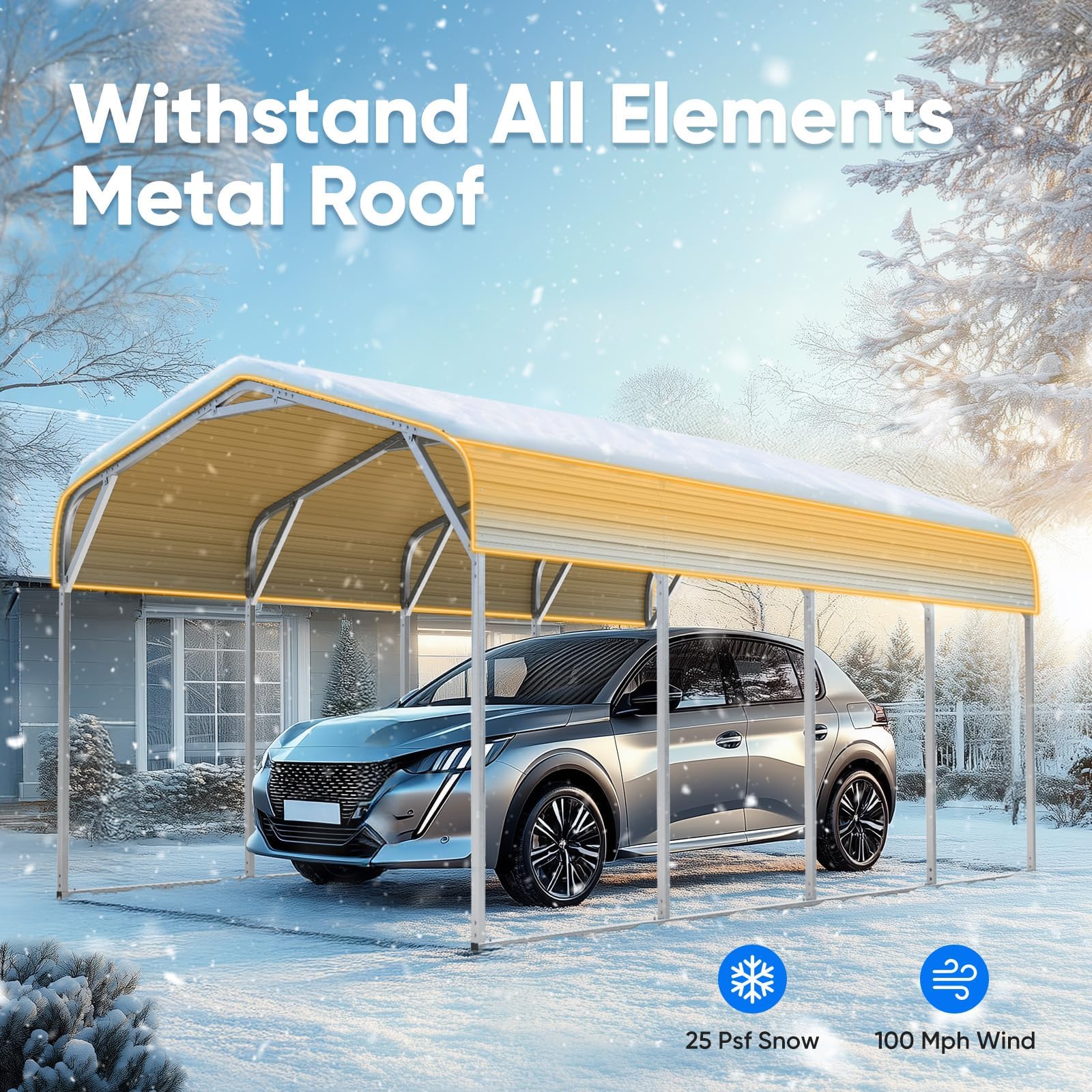 Quictent 12'x20' Metal Roof Carport - White