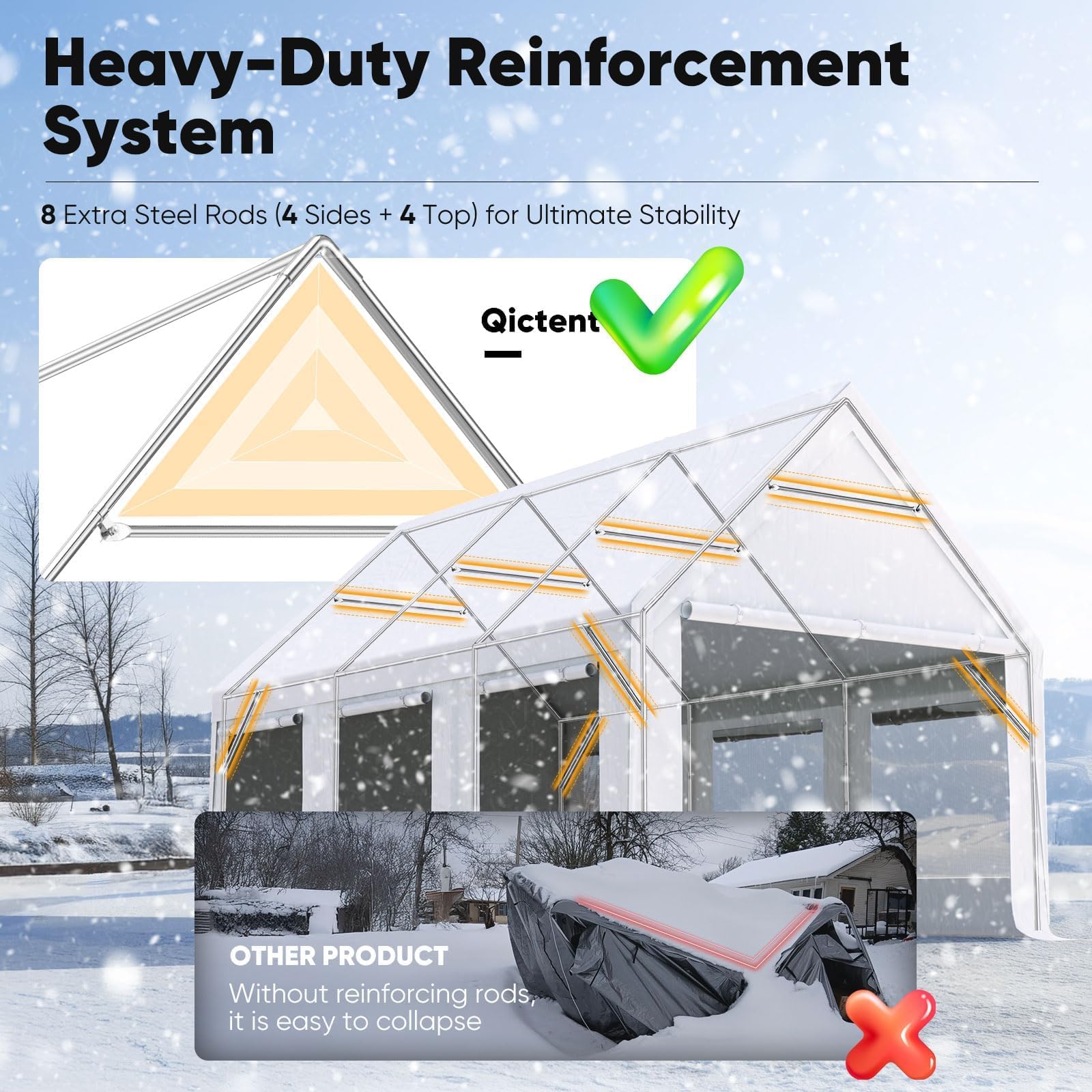 Quictent 12'x20' Heavy Duty Carport Tent with Ventilation - White