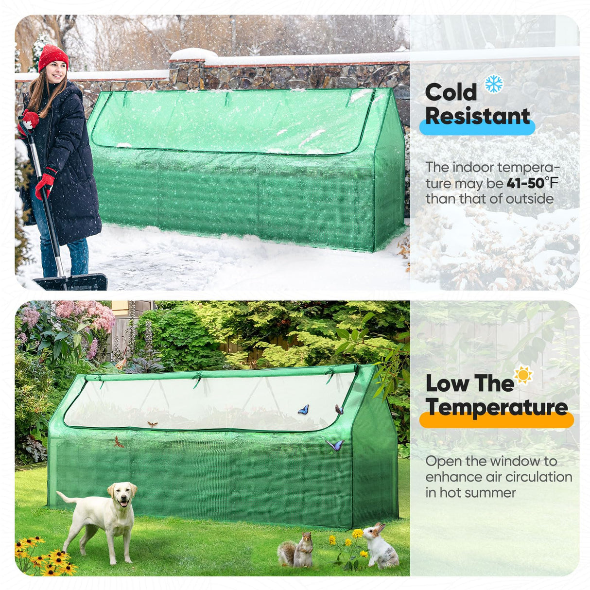 Quictent 8'x4'x2' Galvanized Raised Garden Bed with Cover - Green