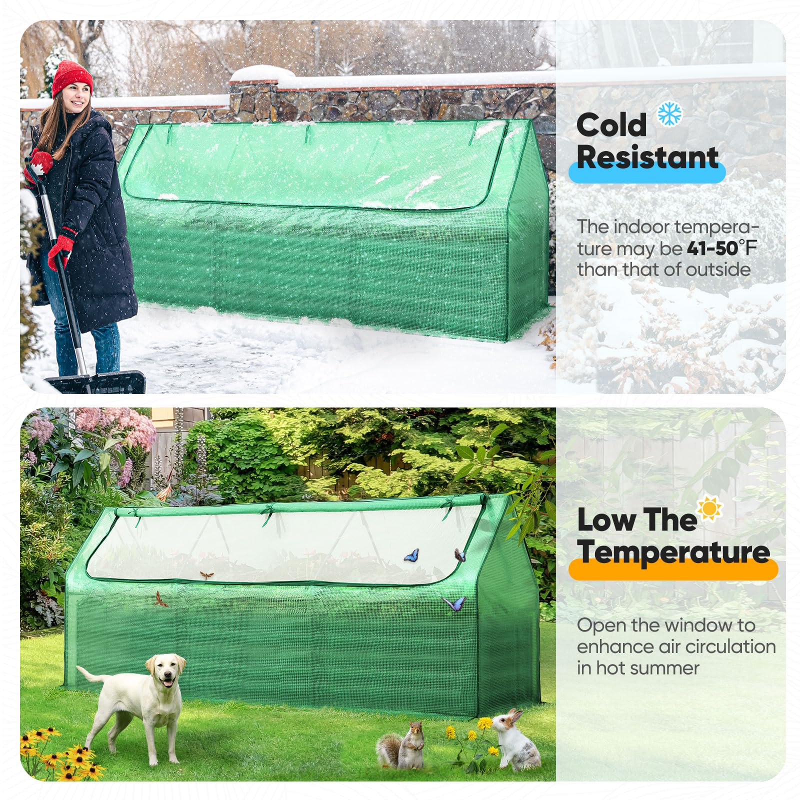 Quictent 8'x4'x2' Galvanized Raised Garden Bed with Cover - Green