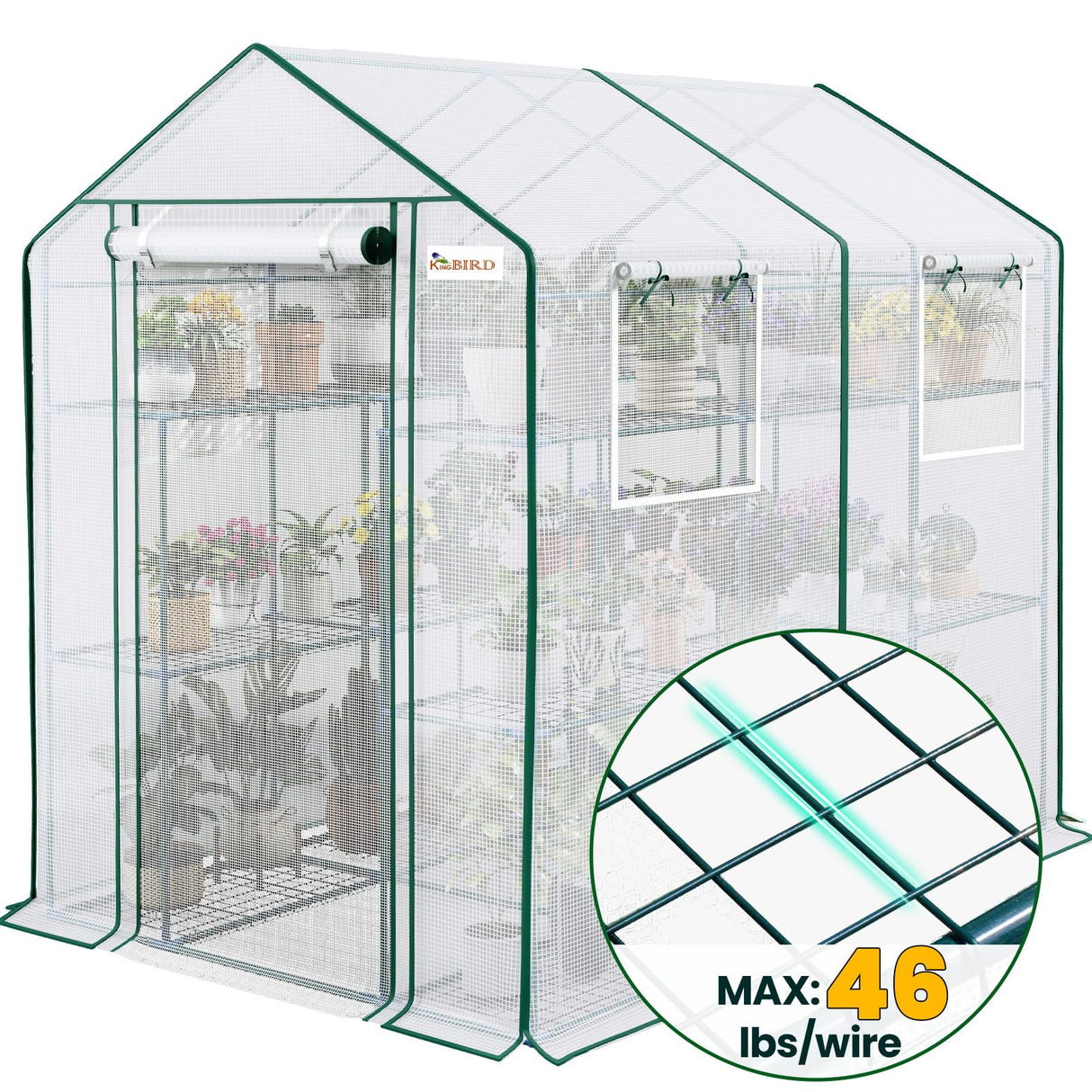 KING BIRD 84"x56"x77" Walk-in Greenhouse with 20 Shelves