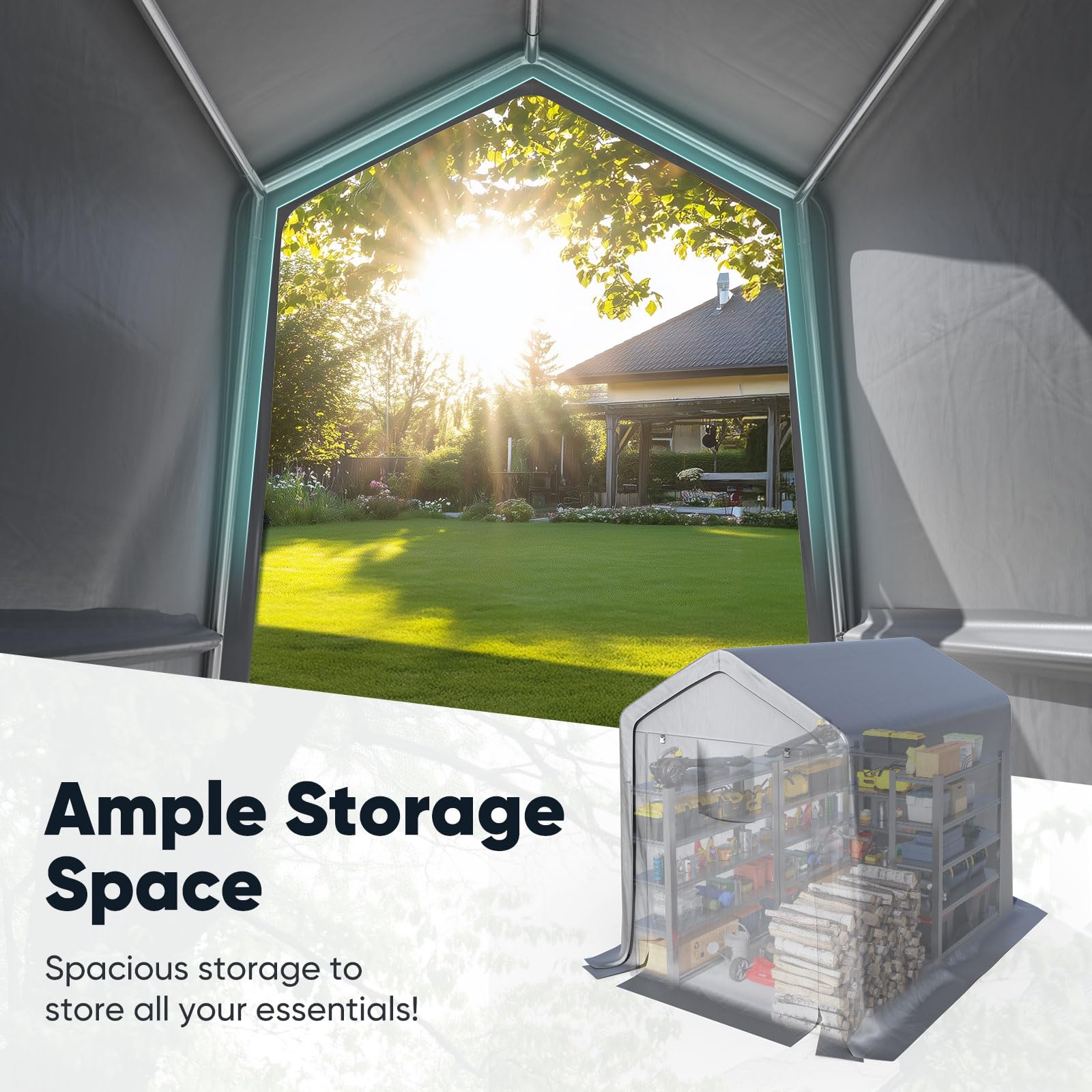 Quictent 6'x8' Carport Shelter with Roll-Up Windows - Silver Gray