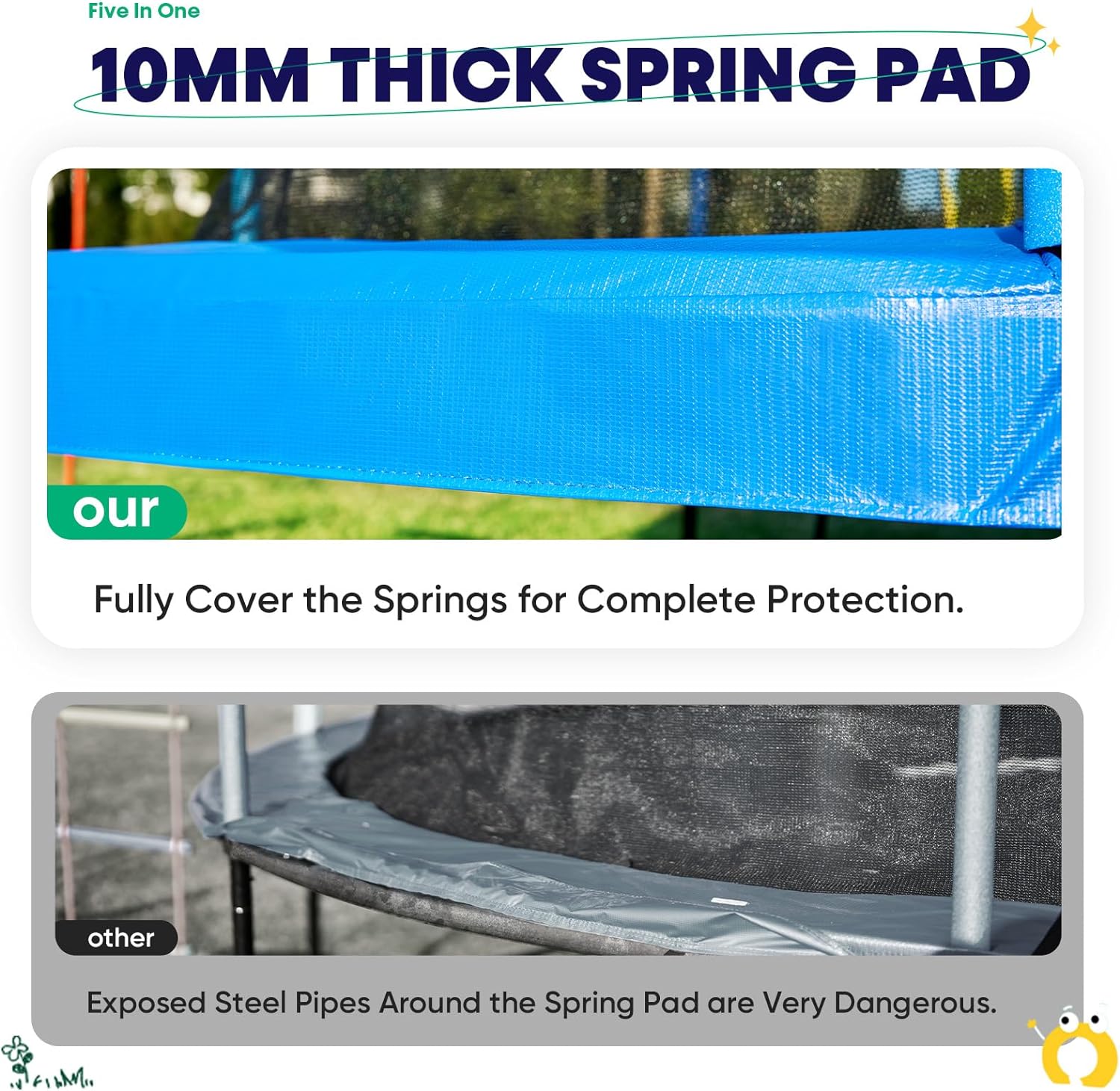 the spring pad is securely fastened