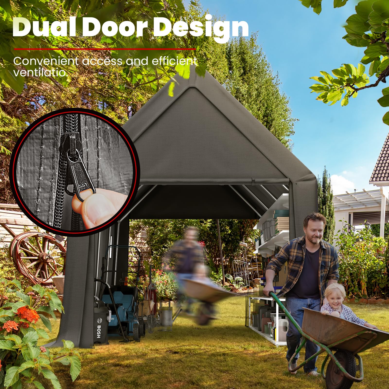 KING BIRD 10'x20' Heavy Duty Truck Carport - Dark Gray