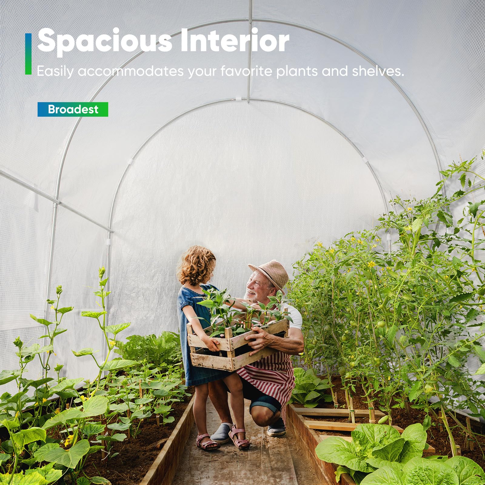 Quictent 10'x7'x7' Walk-in Tunnel Greenhouse with Mesh Door - White