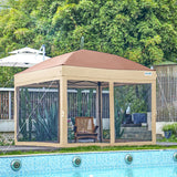 Quictent 6.6'x6.6' Magnetic Door Screened Pop up Canopy - Khaki