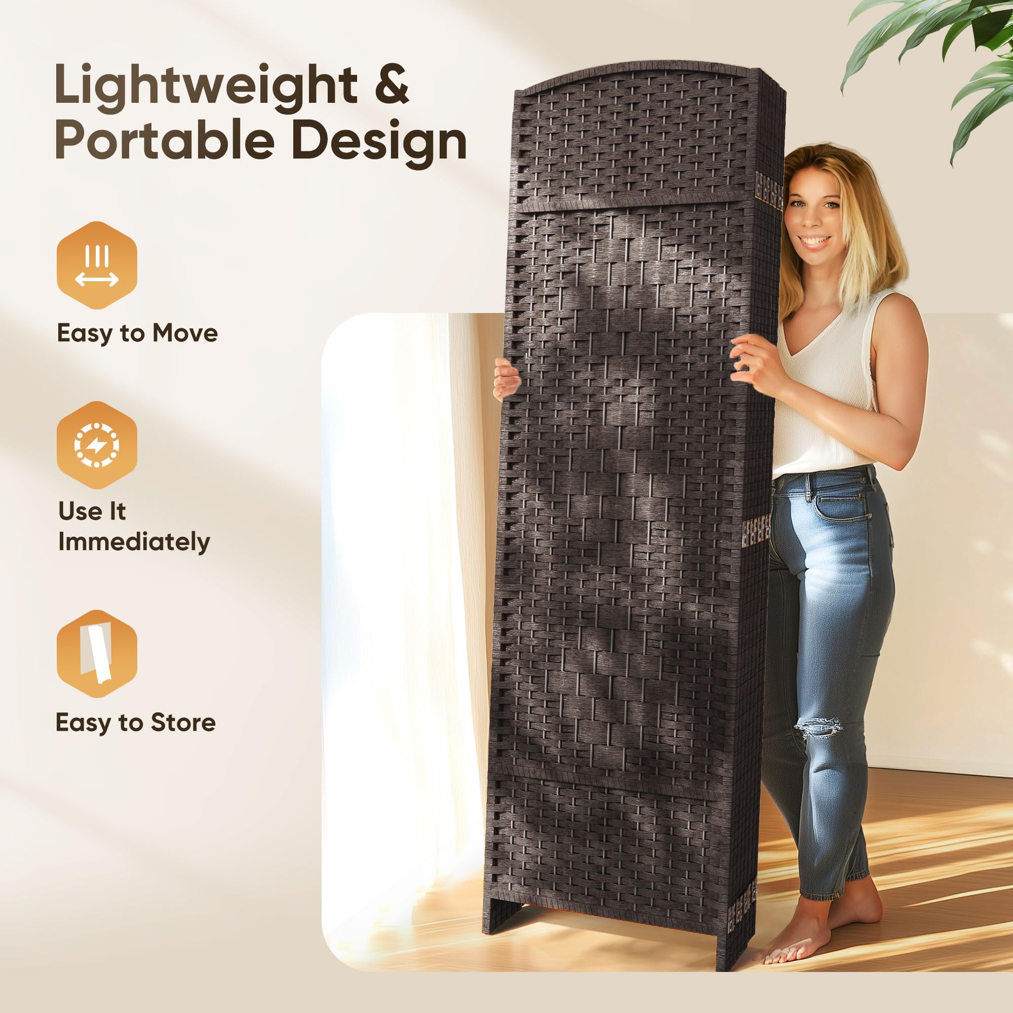 JOSTYLE Extra Wide Privacy Screen - Espresso (8-Panel)
