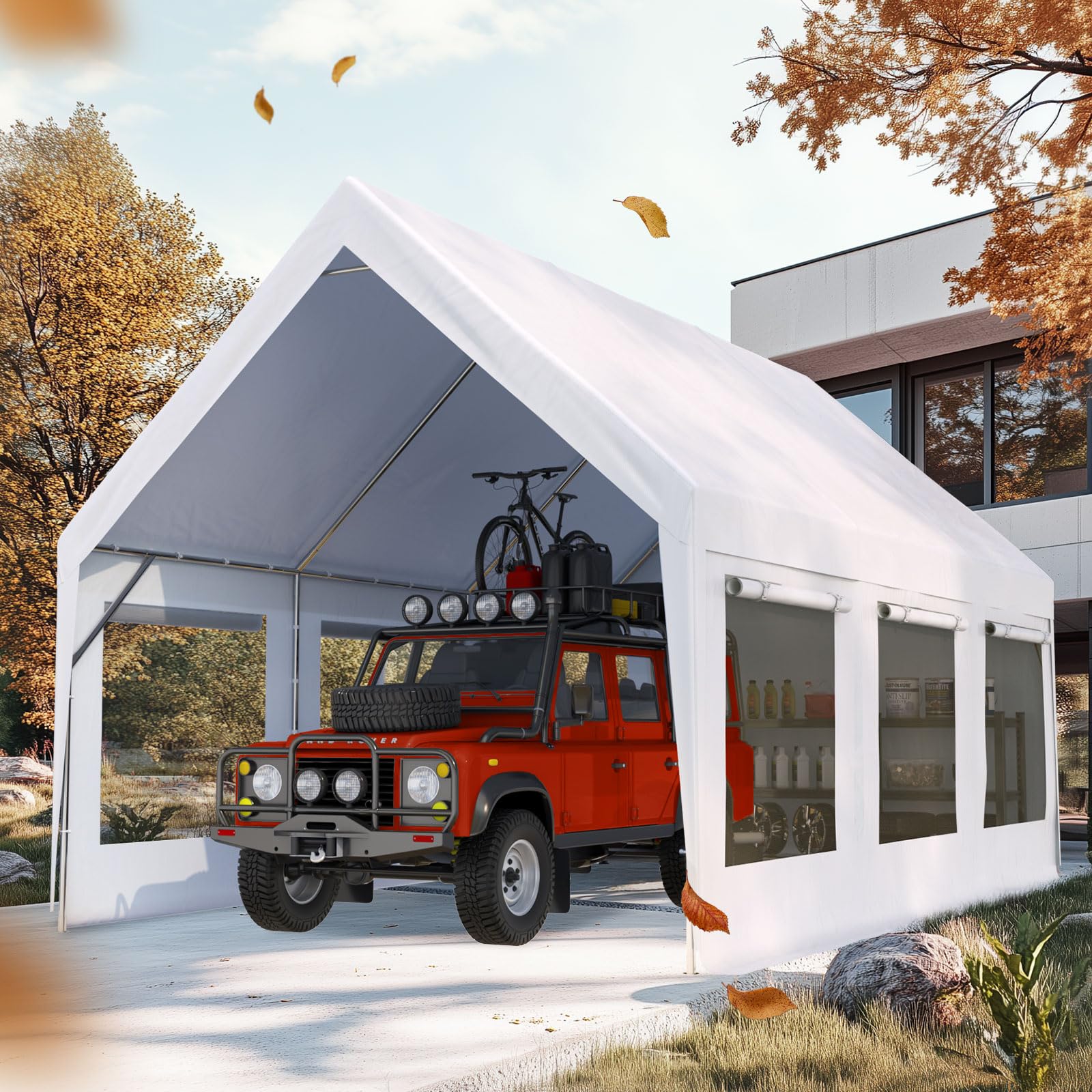 Quictent 10'x20' High Peak Carport Canopy with Sidewalls - White