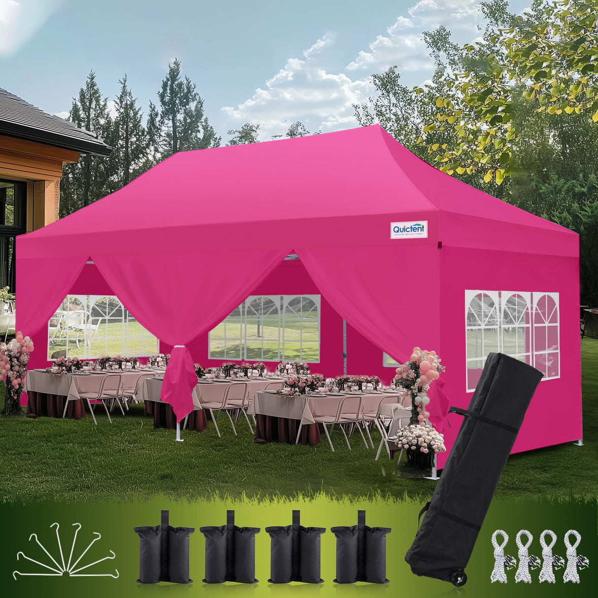 Quictent 10'x20' Heavy Duty Pop Up Canopy with Sidewalls