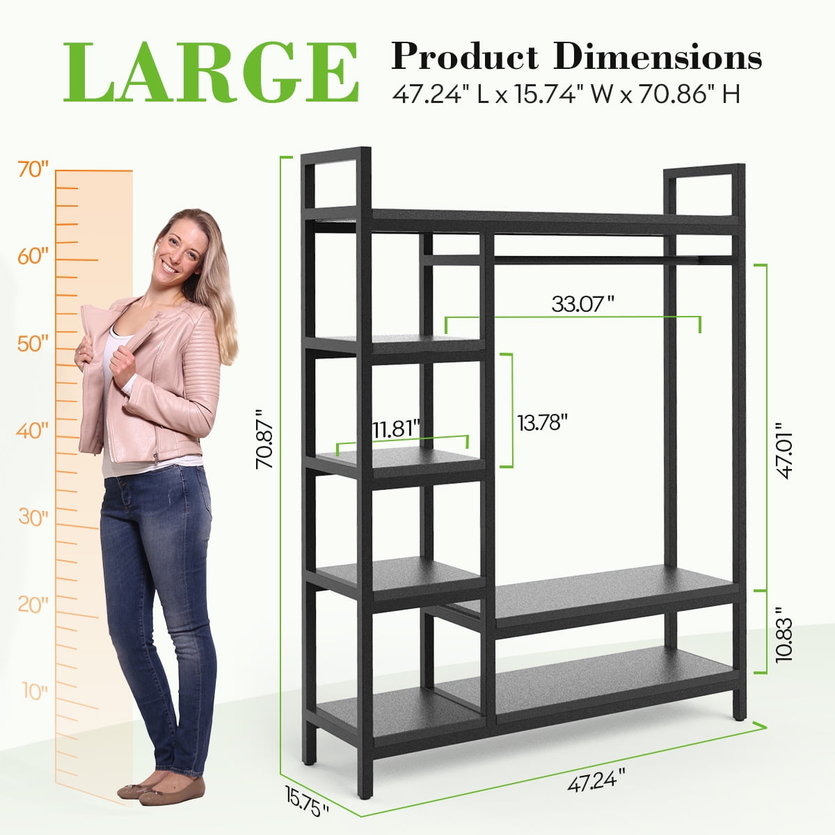HOKEEPER 600LBS Free Standing Closet Organizer with 6 Shelves