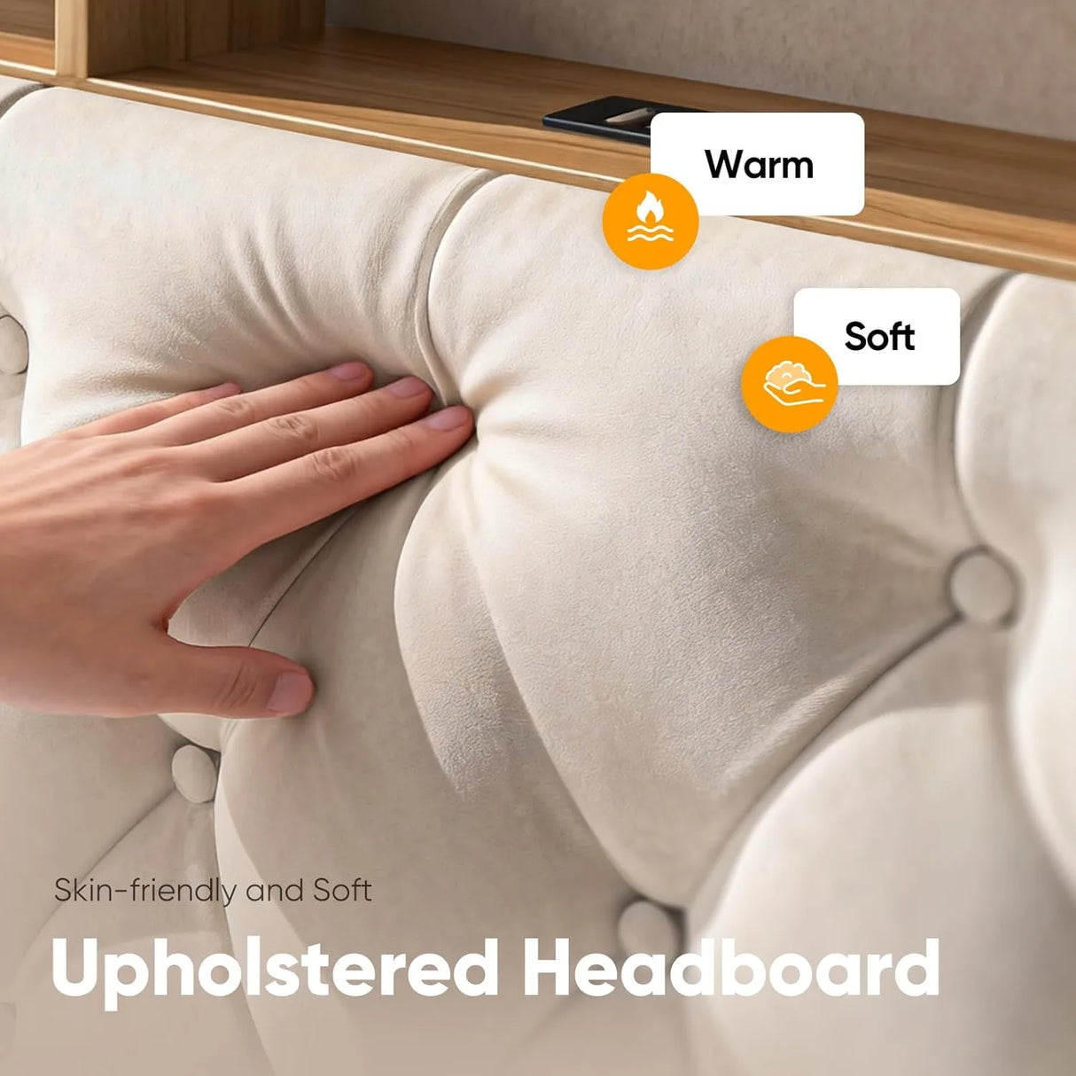 Warm and Soft Headboard Upholstered