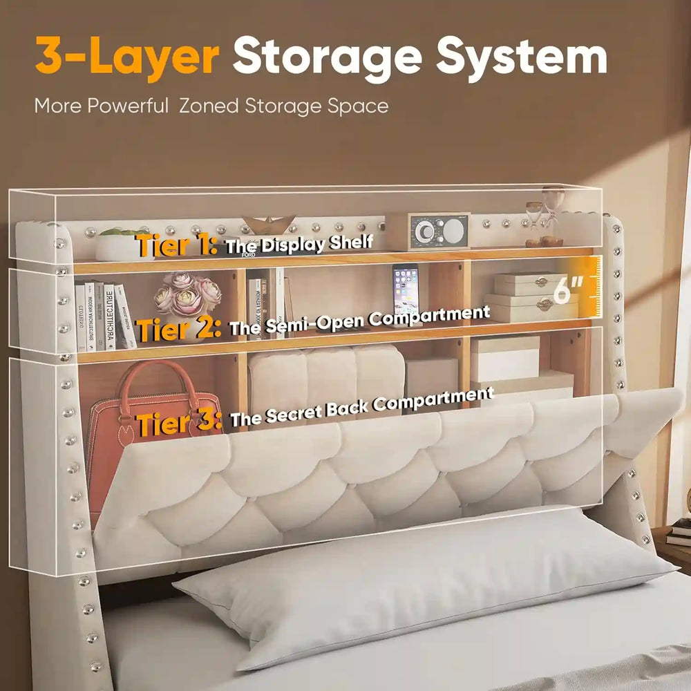 3-Tier Storage Headboard