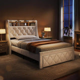 Bed Frame with Headboard Upholstered