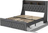 1000lbs Bed Frame with Headboard Upholstered