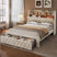 Beige 1000lbs Heavy Duty Queen Size Bed Frame