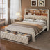 Beige 1000lbs Heavy Duty Queen Size Bed Frame