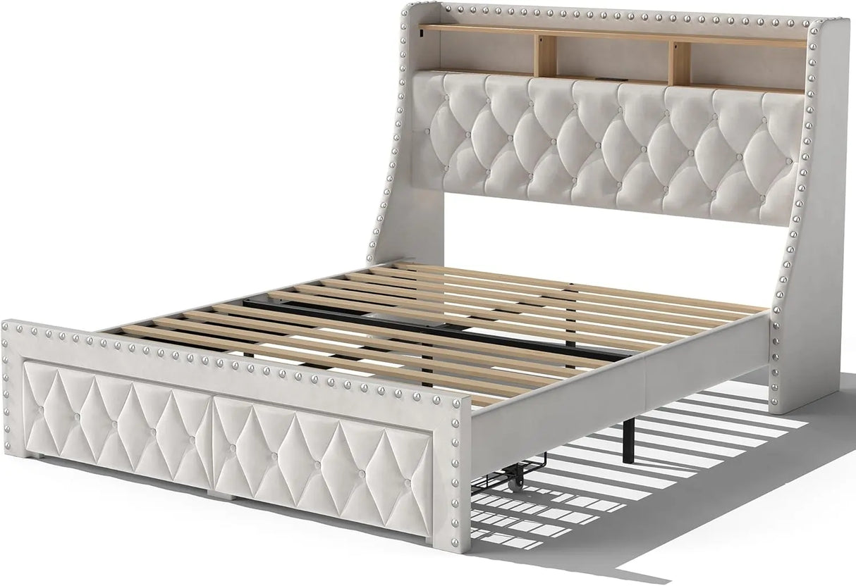 Platform Bed with Charging Station